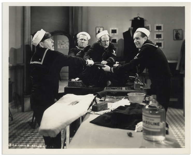 10 x 8 Glossy Photo From the 1939 Three Stooges Film Three Little Sew and Sews -- Very Good Plus Condition